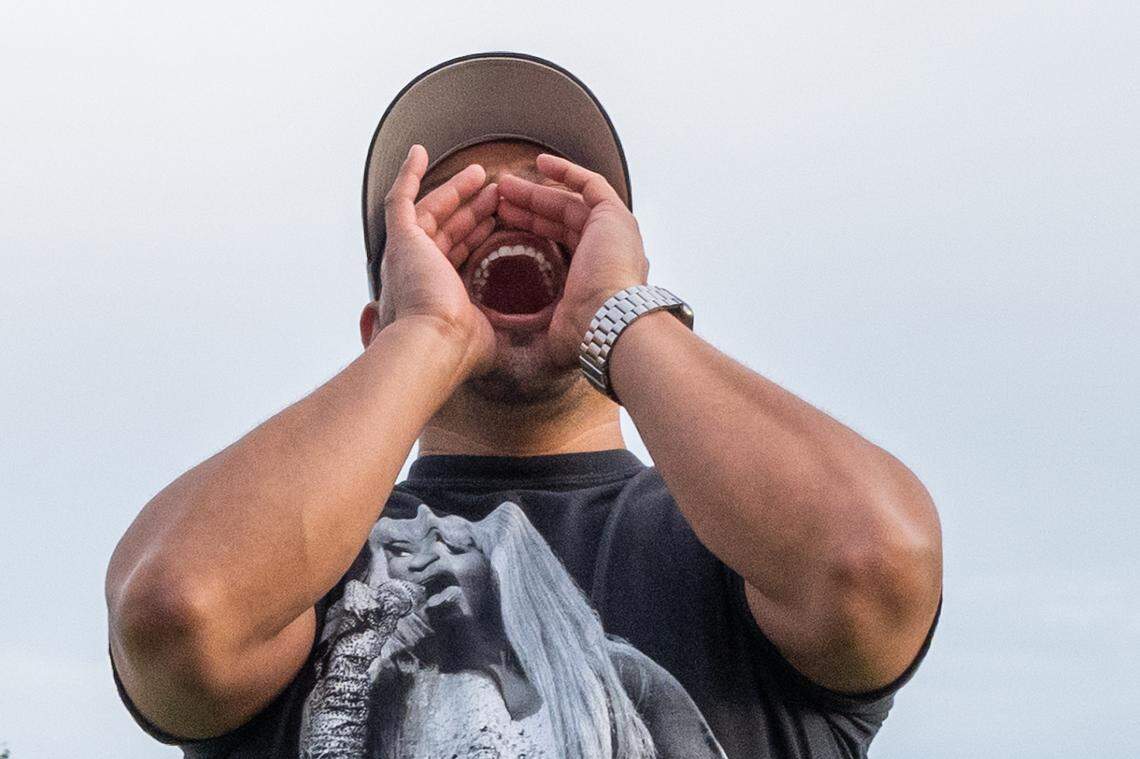 One of the people attending the initial meeting of Kansas City’s Scream Club let out a yell on the banks of the Missouri River.