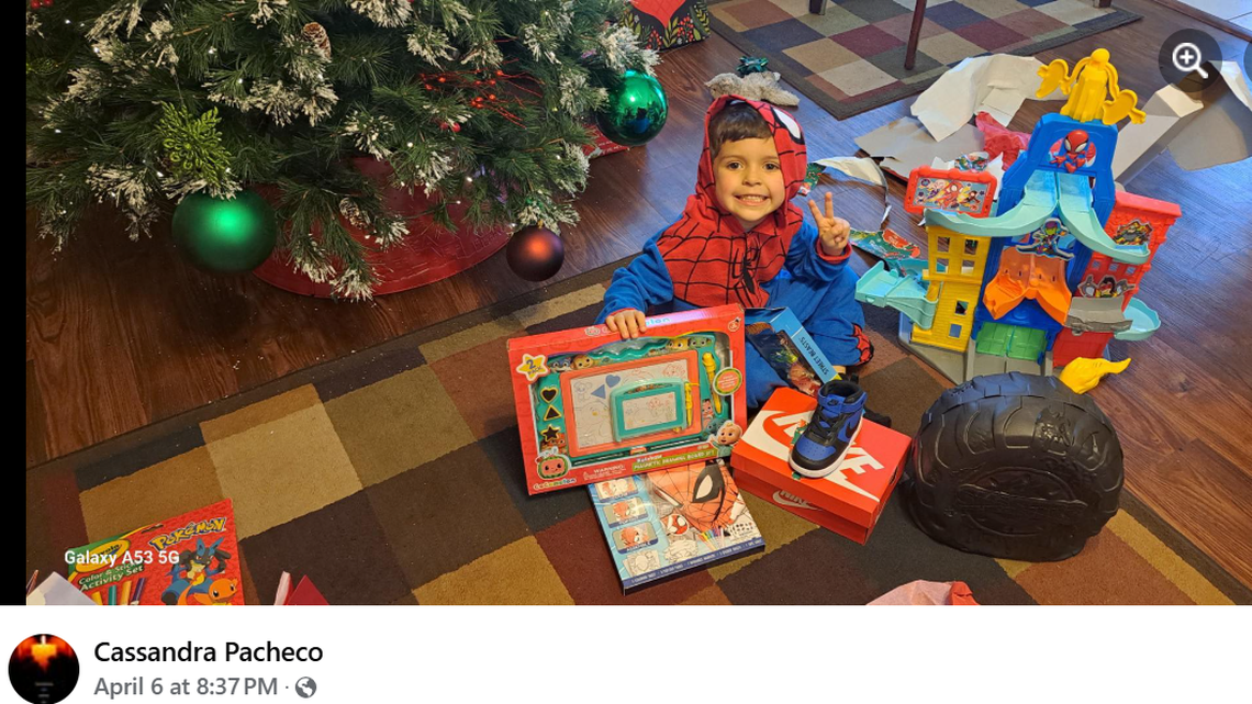 Mario Lux-Pacheco in a photo from Christmas. He died during a storm that threw a tree into his home, Arkansas officials say.