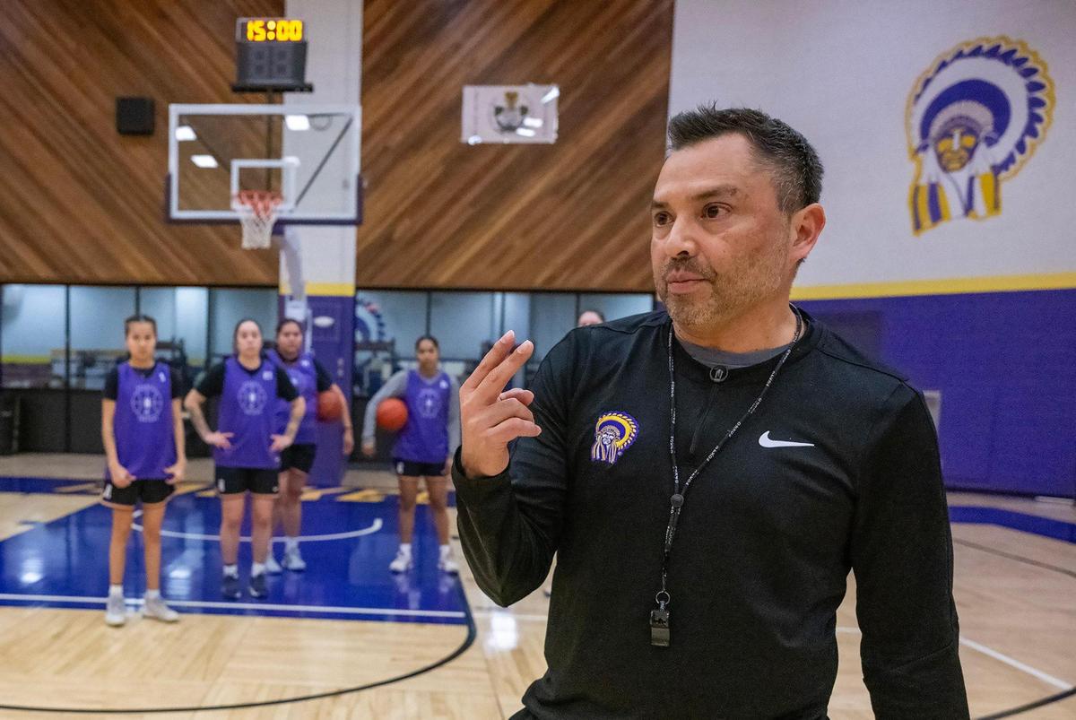 Adam Strom was head of the Haskell Indian Nations University women’s basketball team when he was fired this month as part of federal layoffs. Strom is working for free as his team seeks a conference championship.