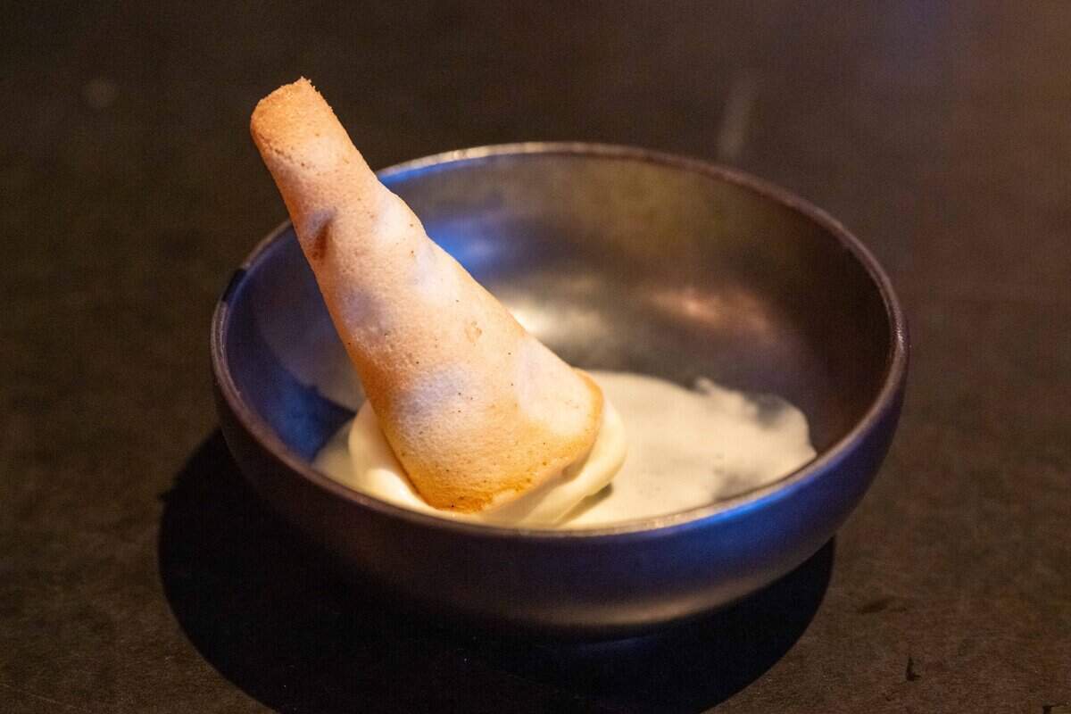 A complimentary digestif ice cream at The Fold, a new restaurant in the Crossroads, on Saturday, June 27, 2026. in Kansas City.