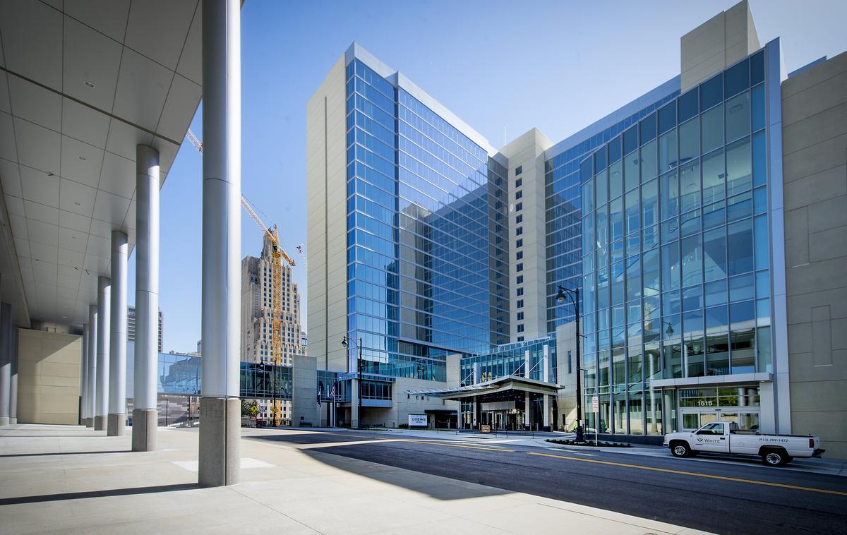 The new Loews Kansas City Hotel, 1515 Wyandotte St., features a pedestrian walkway that connects with the nearby convention center.