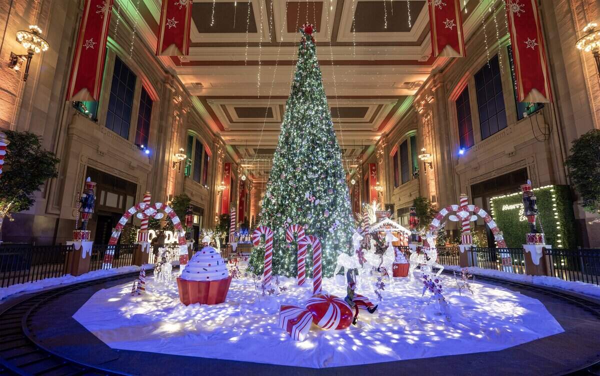 Final touches were being put on “Holiday Reflections” at Union Station on Thursday, November 20, 2025, in Kansas City. The display is billed as Kansas City's largest holiday walk-through experience, filling 27,000 square feet of the historic Grand Plaza.