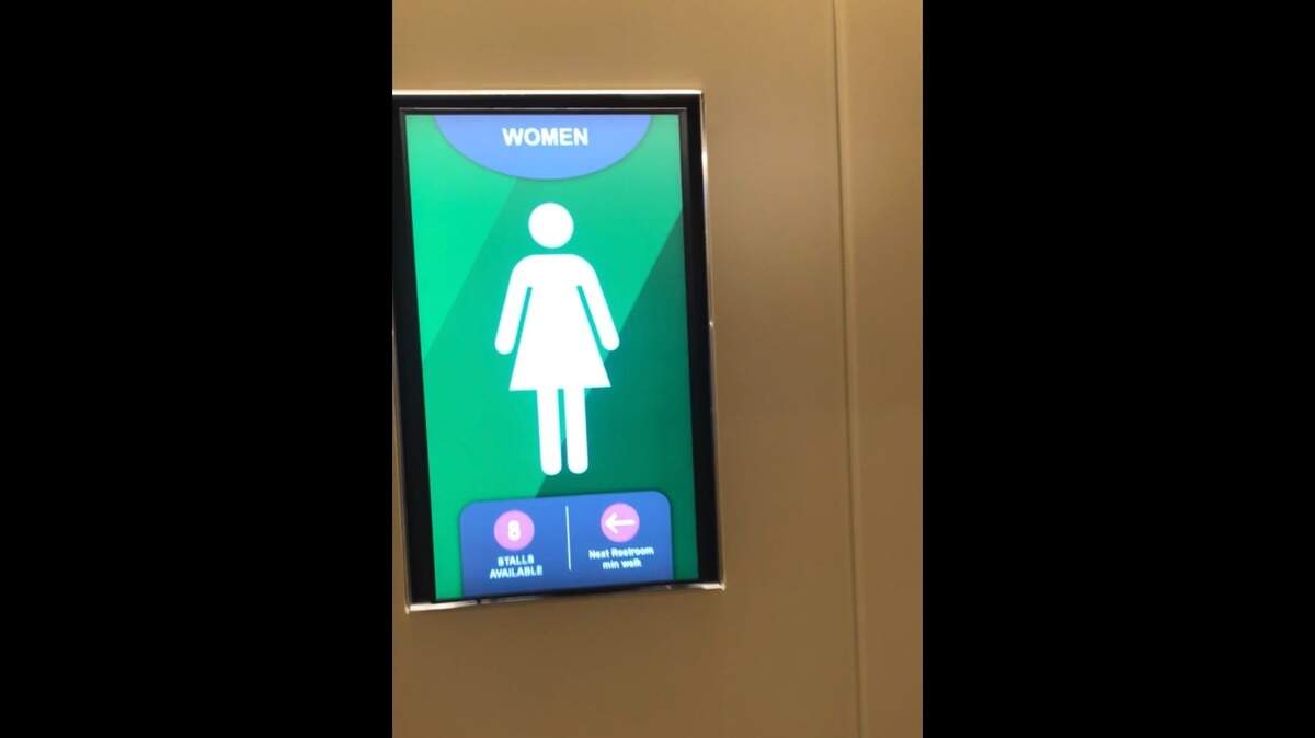 A new bathroom sign at the amazing new terminal at KCI.