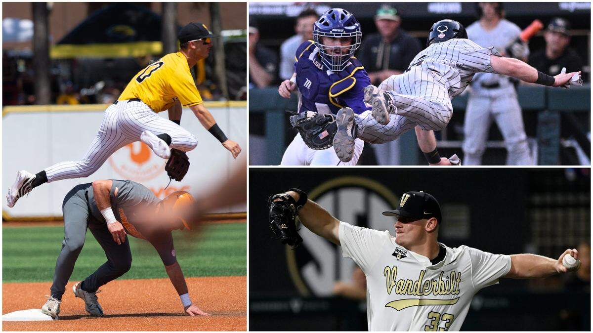 The Royals made several notable selections during the 2023 MLB Draft, including Southern Mississippi’s Dustin Dickerson (left), Vanderbilt pitcher Hunter Owen (top right) and Wake Forest’s Justin Johnson (bottom right).