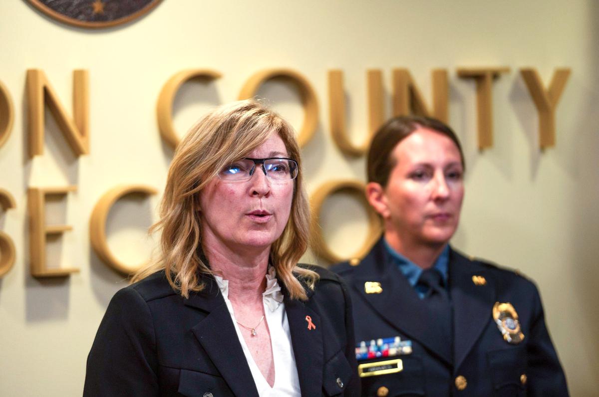 Jackson County Prosecutor Jean Peters Baker announces criminal charges Tuesday against Keivon M. Greene in the shooting Sunday at 57th and Prospect Avenue. Greene is being charged with first-degree assault and armed criminal action, three counts of second-degree murder, and two additional counts of armed criminal action.