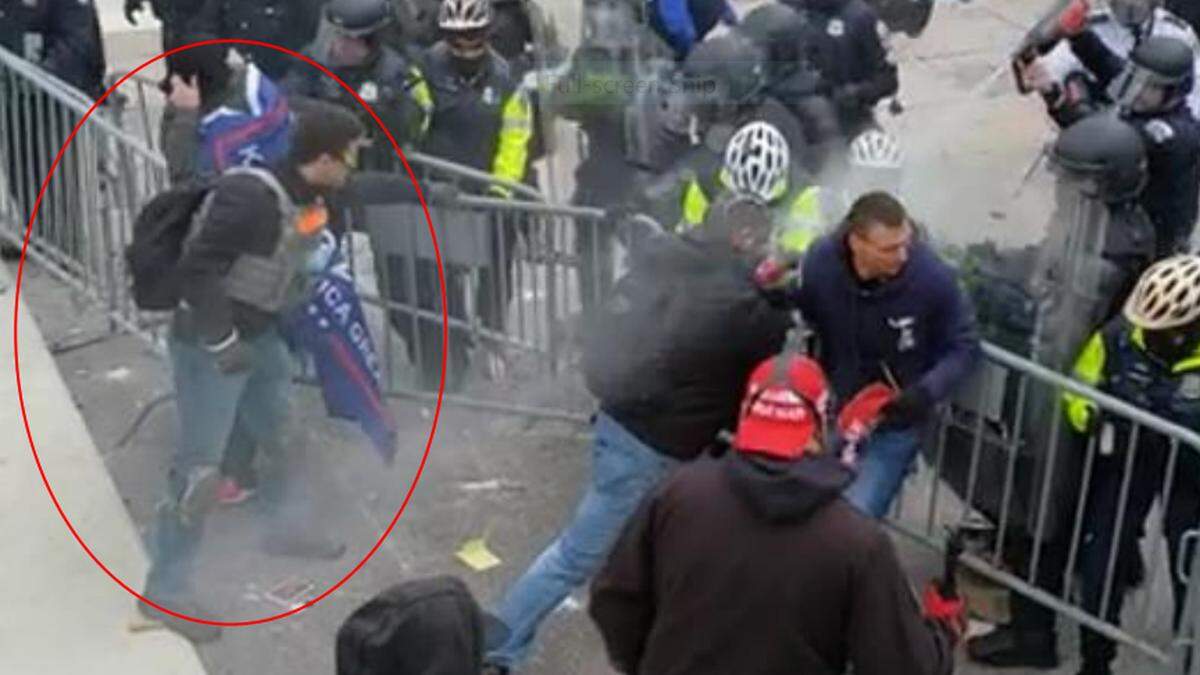 Ryan Ashlock, circled, seen at the Capitol insurrection on Jan. 6, 2021.