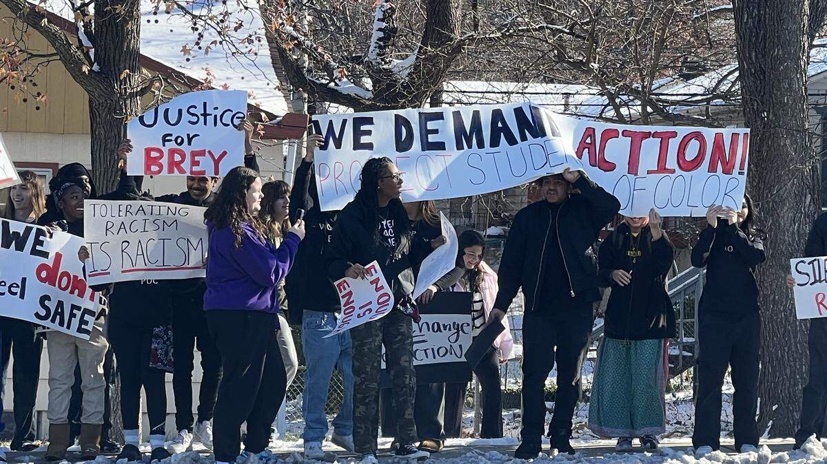 Shawnee Mission East High School students walked out of class on Monday to push for systemic change, saying their school does not handle incidents of racism seriously enough.