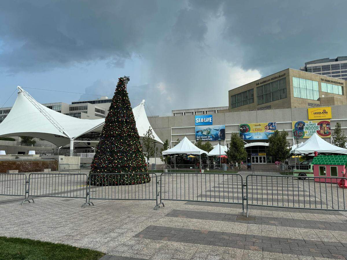 The scene at Crown Center on Thursday.