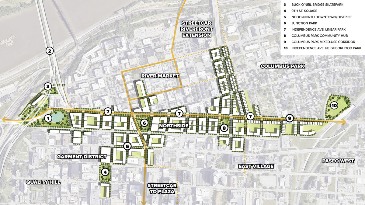 The broad vision of North Loop Neighbors, a new advocacy group, of what downtown Kansas City could look like if the north section of the downtown highway loop is removed.