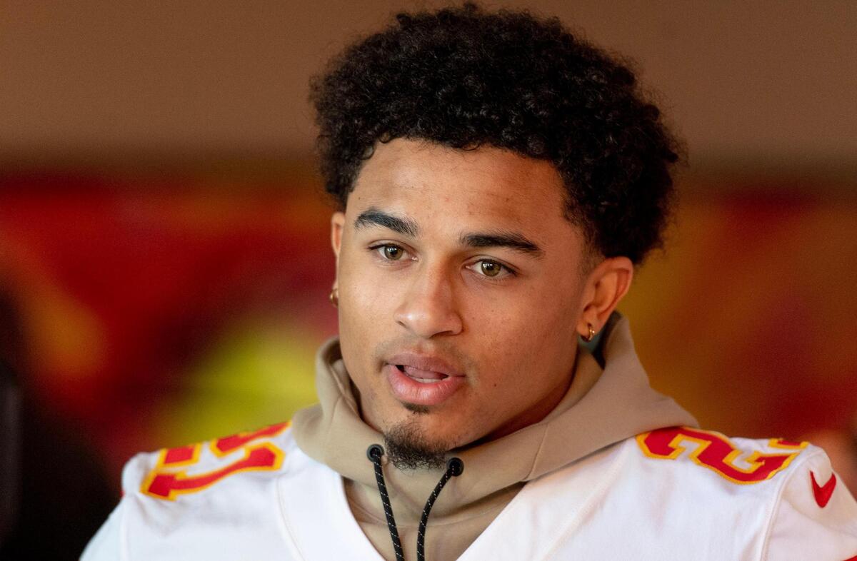 Kansas City Chiefs cornerback Trent McDuffie speaks during the team’s media availability on Thursday, Feb. 9, 2023, in Scottsdale, Ariz.