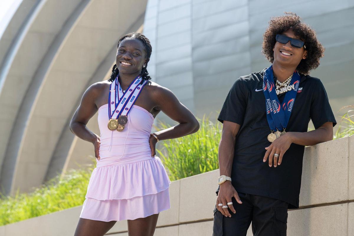 The Star’s 2025 Scholar-Athletes Belton’s Louise Juitt (left) and Olathe North’s Jaalan Watson.