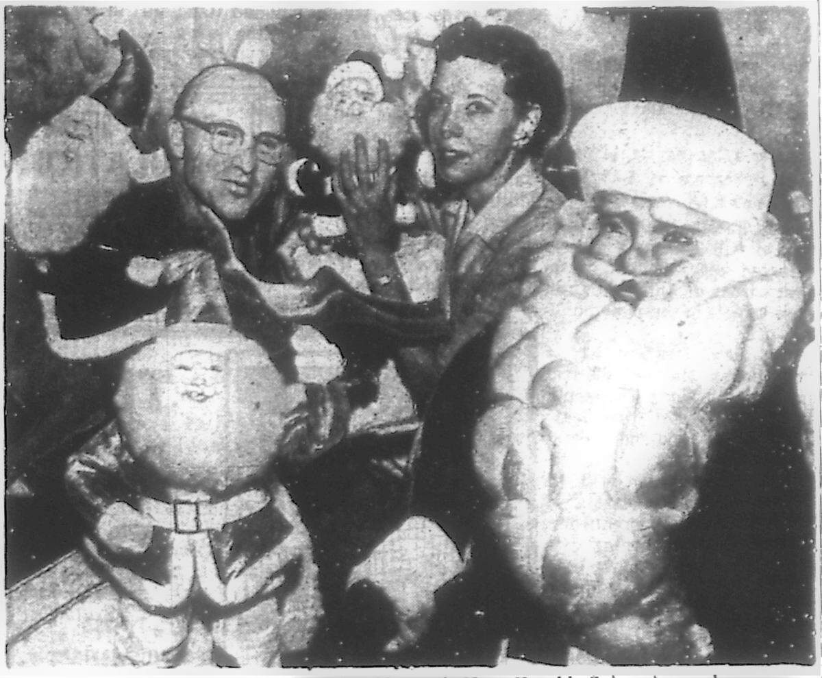 Harold and Viola Gale pictured in an article Aug. 31, 1958, spotlighting their Santa-making business.