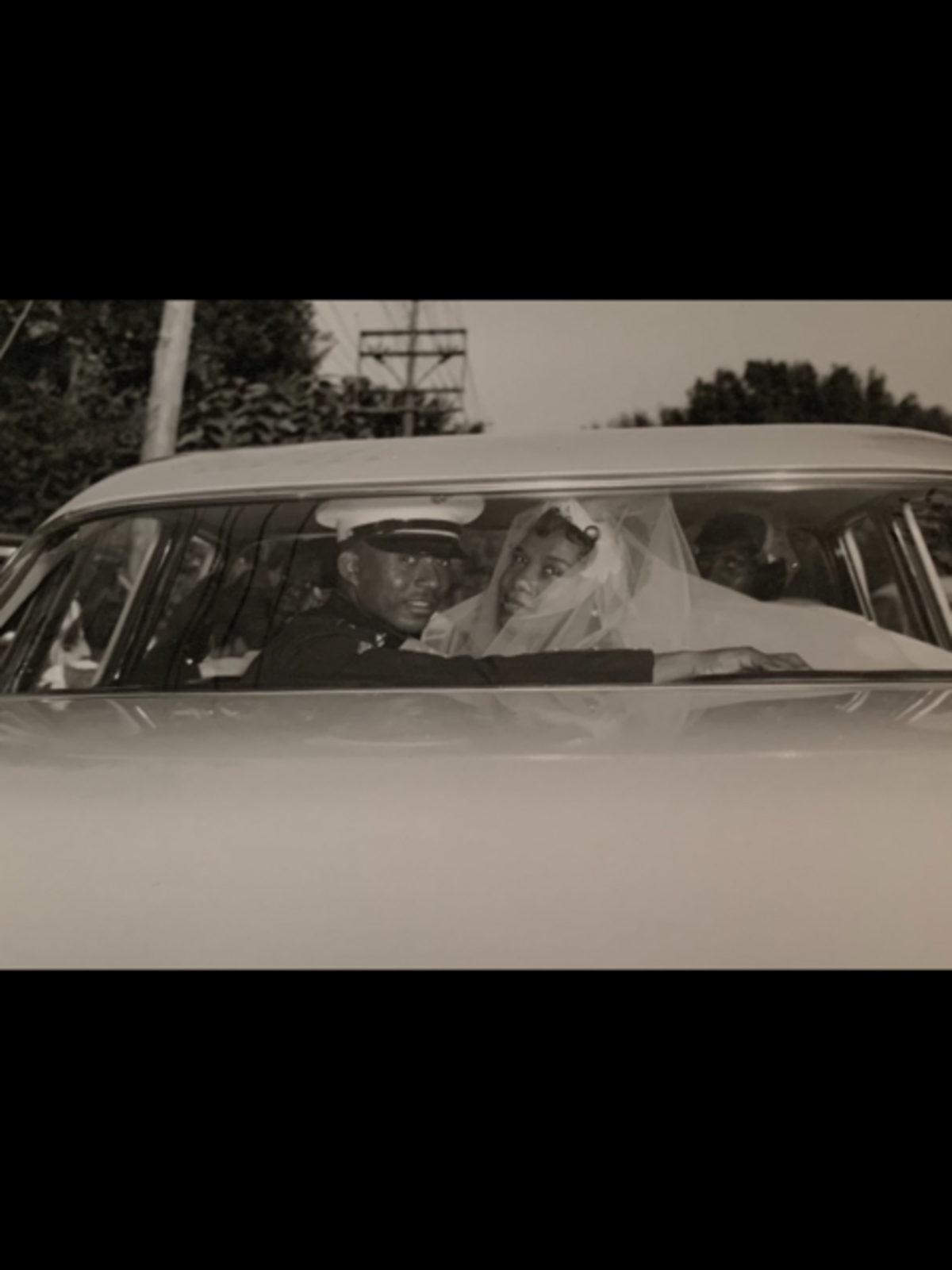 Wedding photo of Bennie White, left, and Beverly White, right.