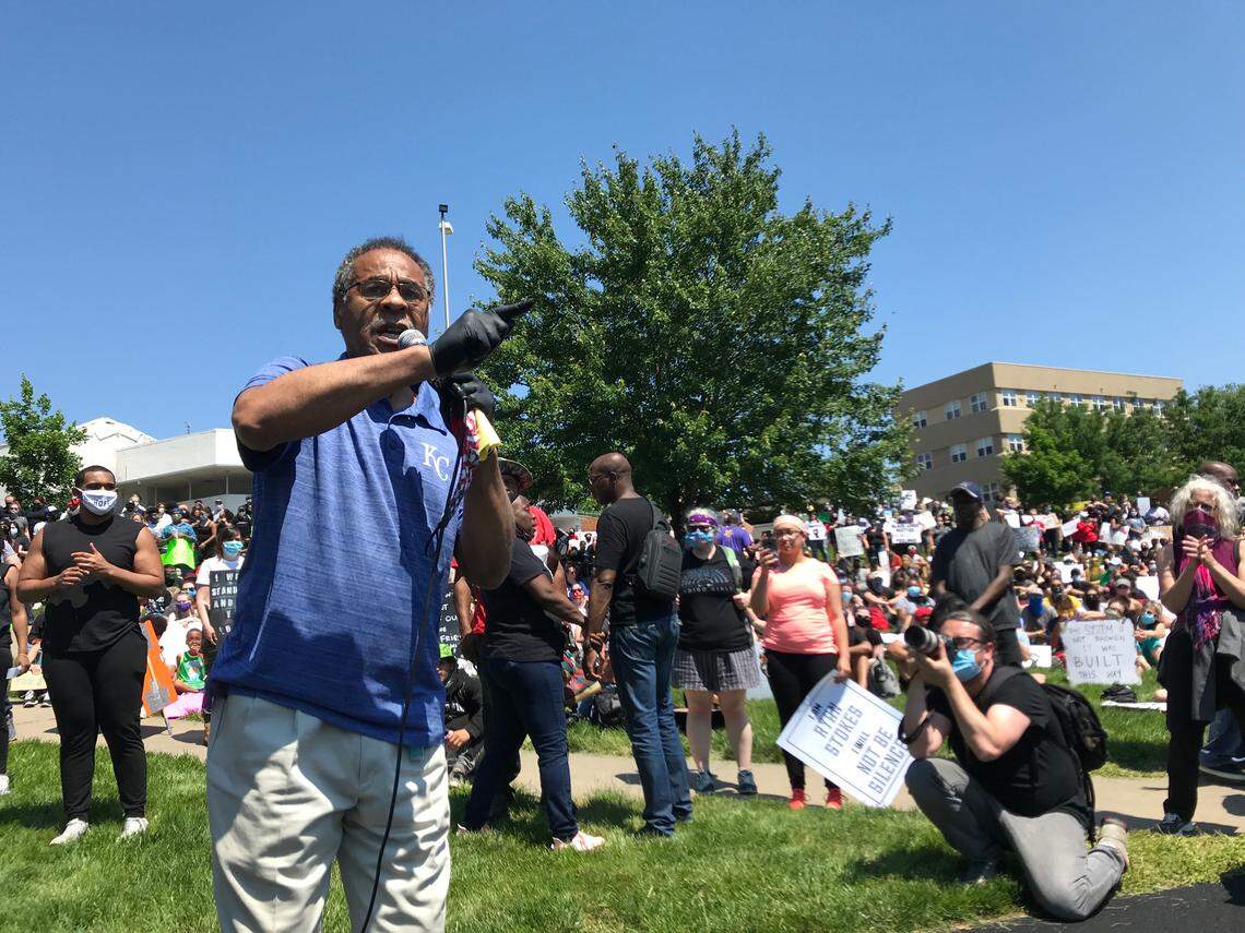 U.S. Rep. Emanuel Cleaver II of Missouri’s 5th Congressional district spoke at a protest Sunday at the Country Club Plaza in Kansas City. The protest, like many across the U.S. was sparked by the death of George Floyd in Minneapolis.