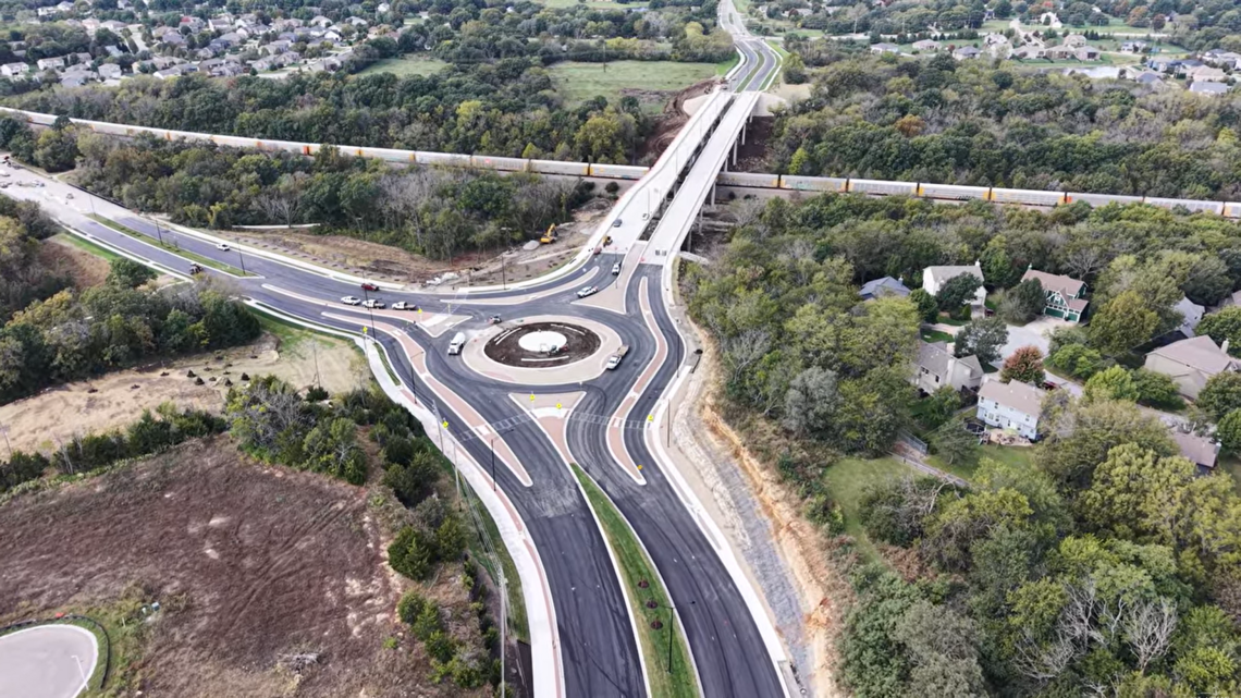 Olathe reopens 119th Street with new roundabout. Nearby bridge remains closed
