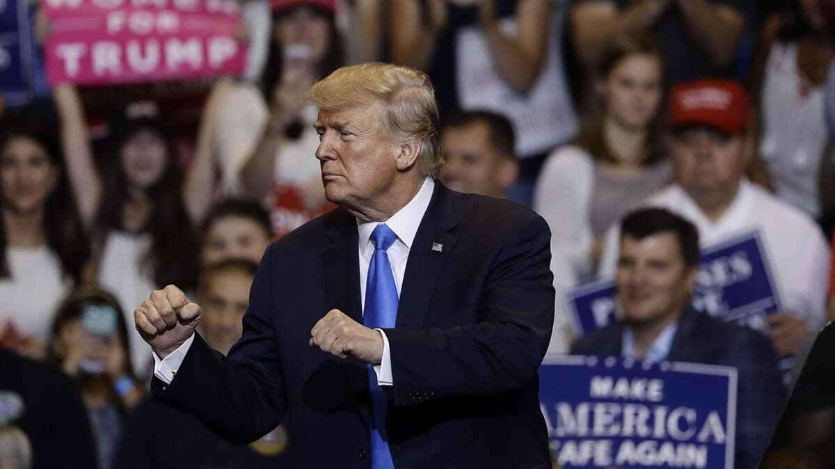 President Donald Trump at a campaign rally Aug. 2 in Wilkes-Barre, Pa.