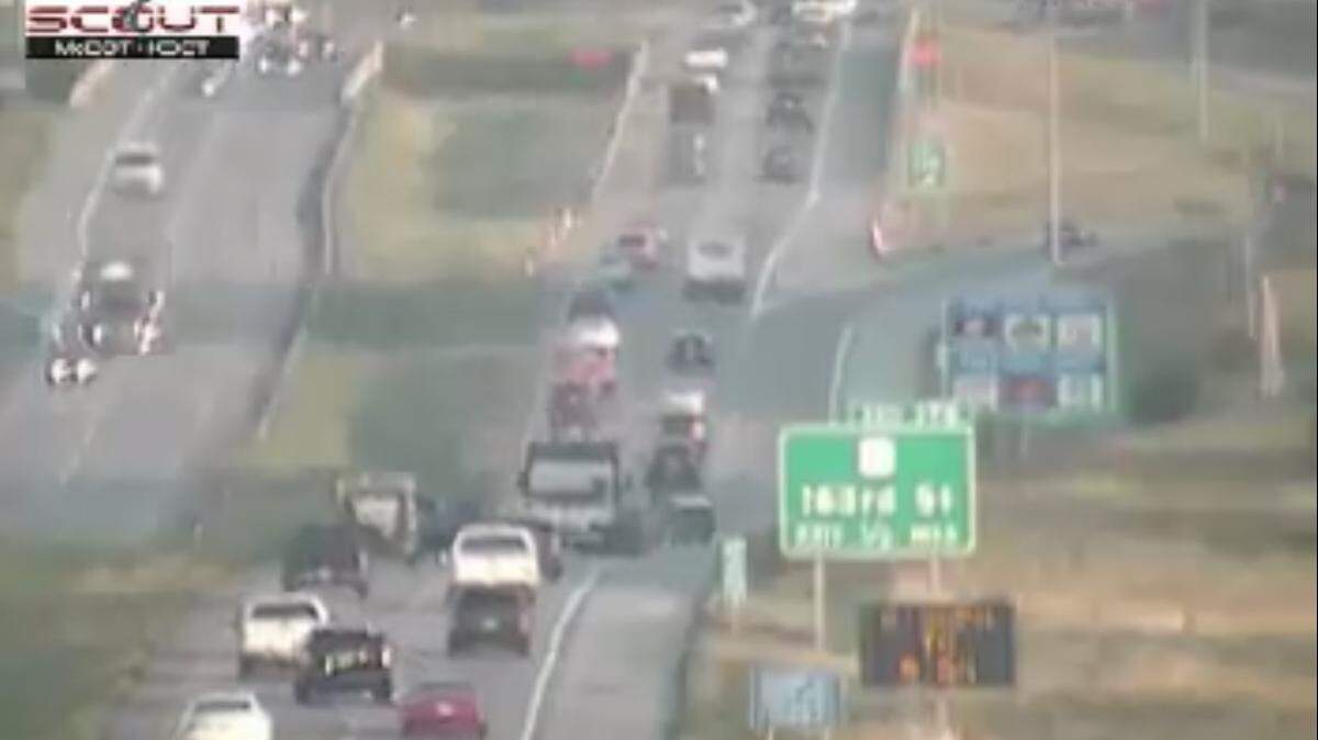 The northbound lanes of Interstate 49 were shut down for at least an hour Wednesday, Aug. 8, 2018, due to a crash, according to Belton police. Two people died in the wreck, police said.
