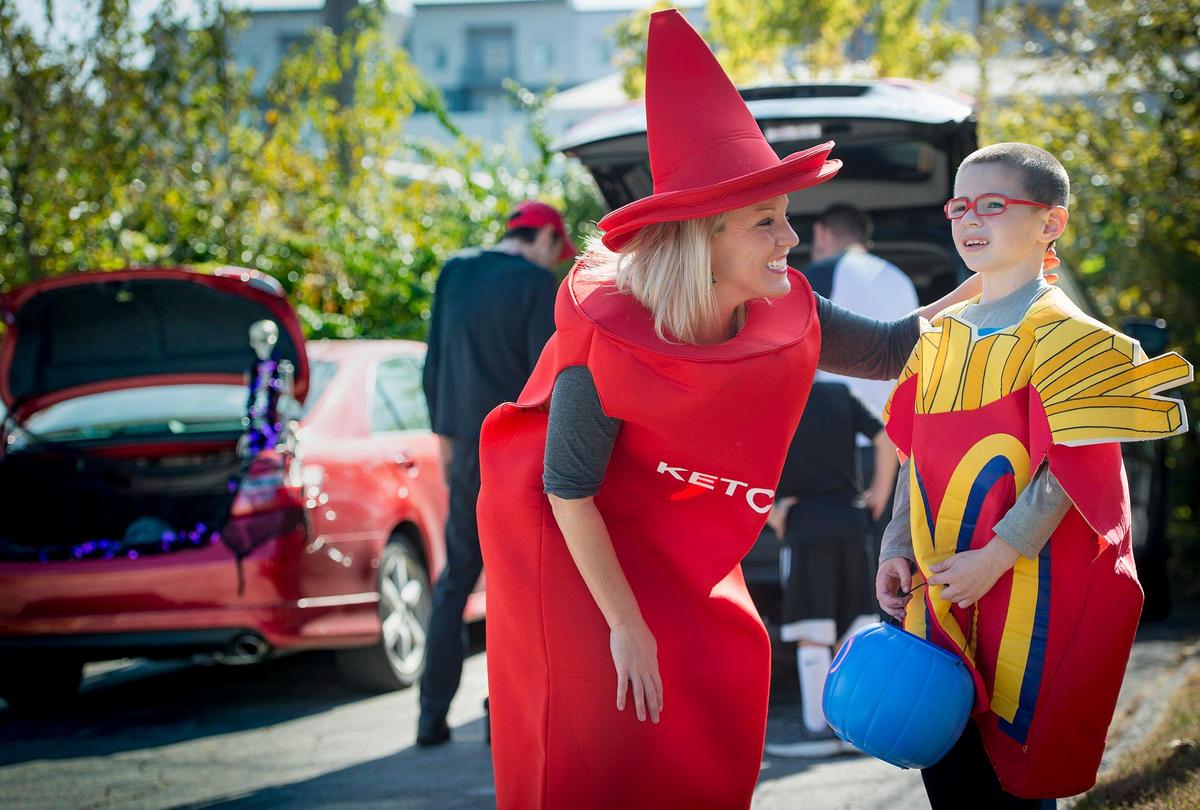 Samantha Silvey attended a trunk-or-treat event with her son, 7-year-old Brooks, in Overland Park in 2019. 