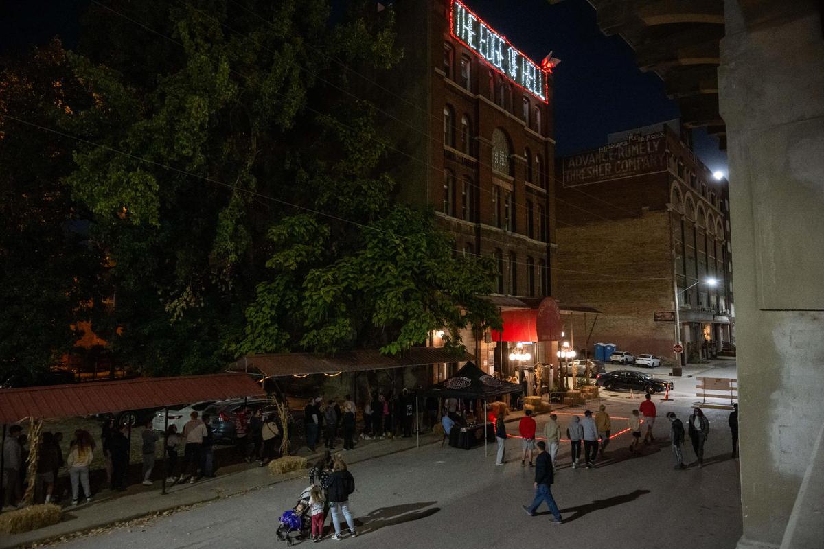 The Edge of Hell in Kansas City West Bottoms district is the nation’s oldest continuously operating haunted attraction. It features a signature 5-story spiral slide and an encounter with the devil.