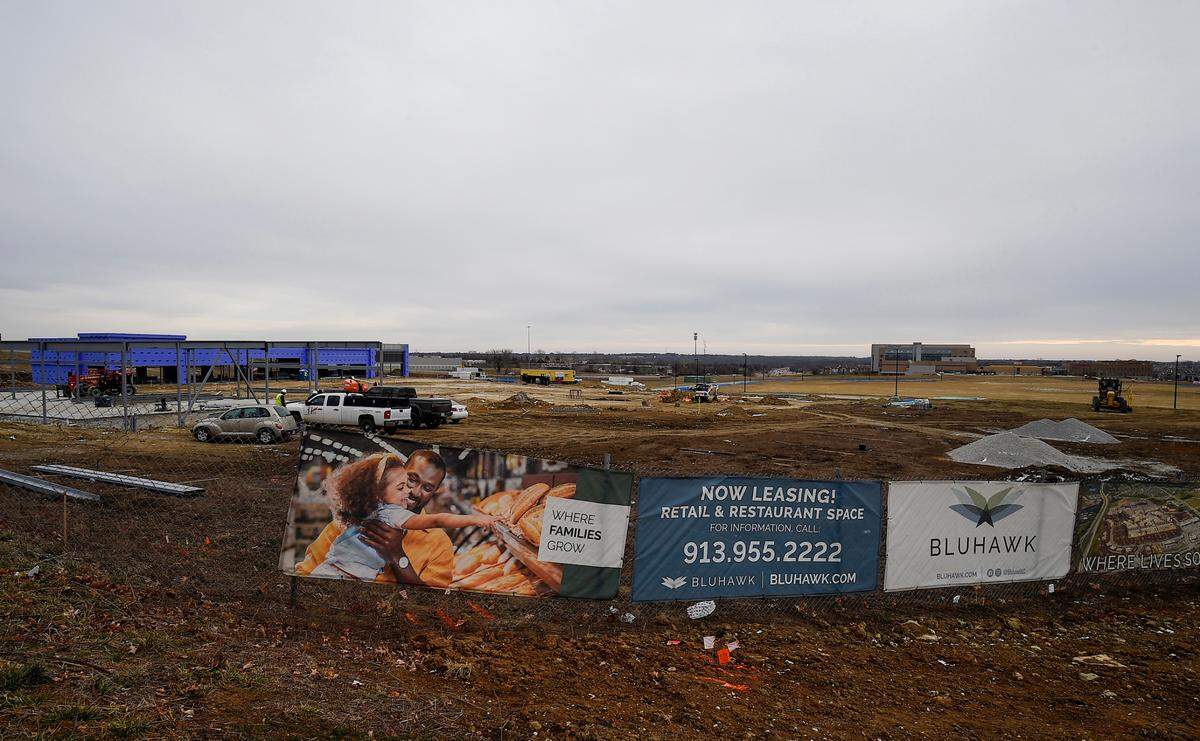 A team of bulldozers will be the first action to spot as work begins on the new Bluhawk Sports Park at 159th Street and U.S. 69 Highway in Overland Park. Steel for the actual building should begin to sprout this spring.
