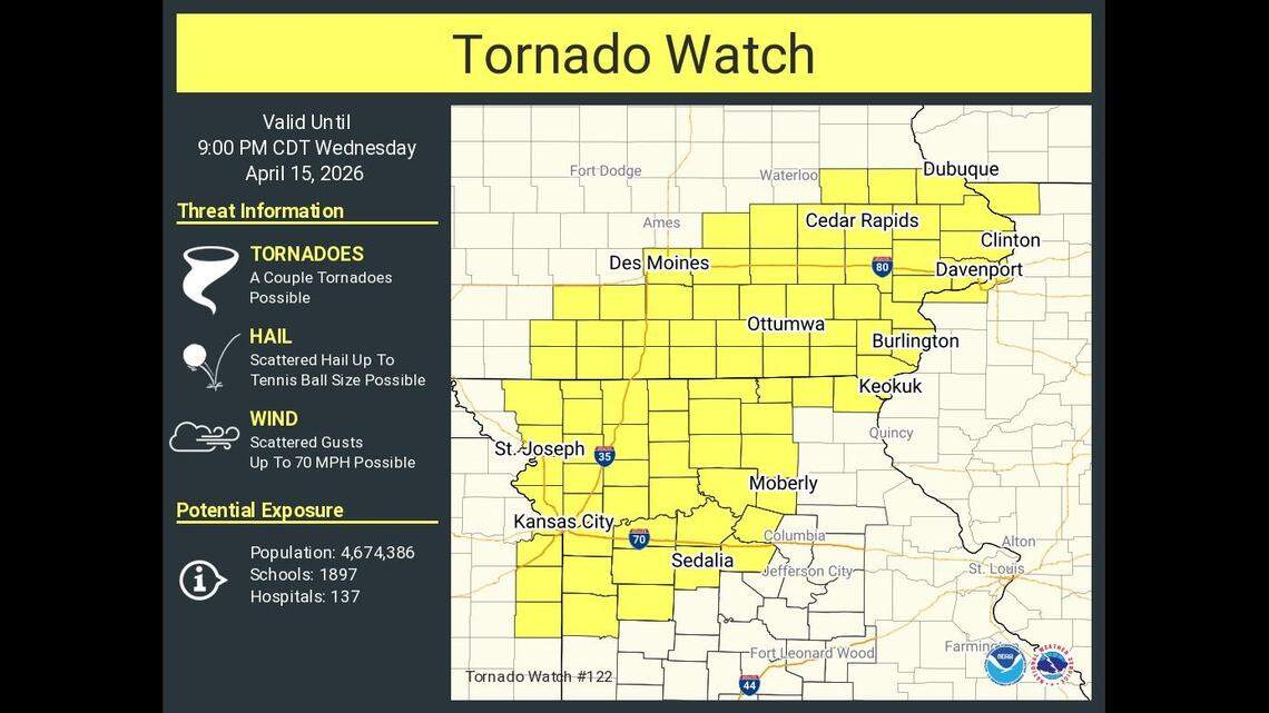 Tornado watch issued for Kansas City area as severe storms move into metro
