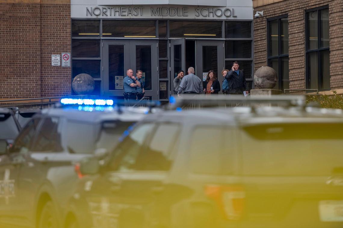 Kansas City Police were outside Northeast Middle School after one person was injured in a stabbing on Tuesday morning in Kansas City. One person has been detained.