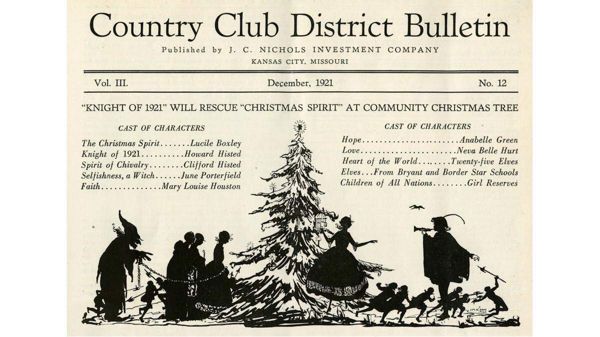Announcement of a Christmas pageant held at Westover Road and Brookside Boulevard on December 24, 1921, Country Club District Bulletin, December 1921