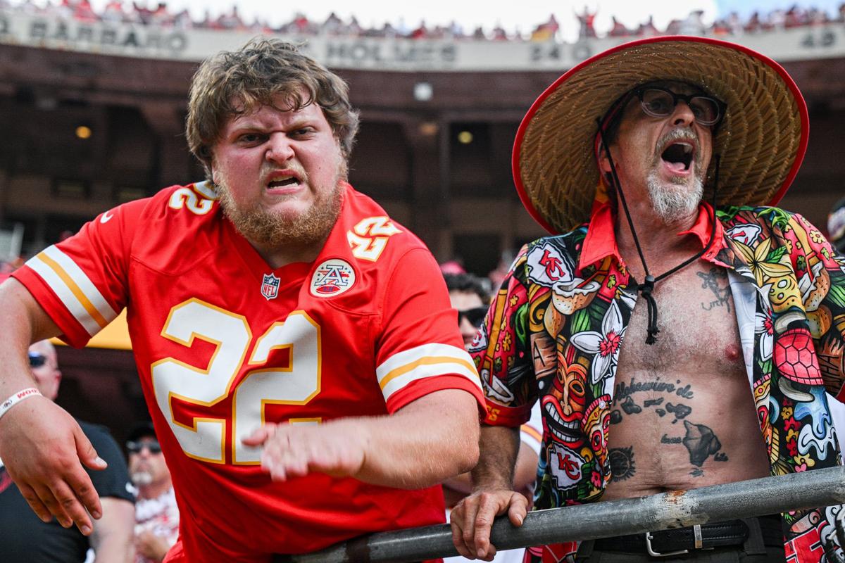 Kansas City Chiefs fans cheer on their team against the Cincinnati Bengals on Sept. 15 at GEHA Field at Arrowhead Stadium.