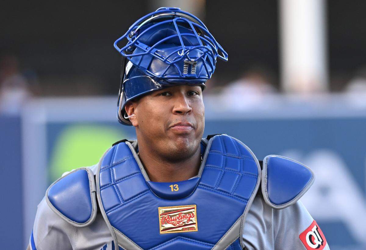 Kansas City Royals catcher Salvador Perez left the game early against the Tampa Bay Rays at George M. Steinbrenner Field on Thursday, May 1, 2025.