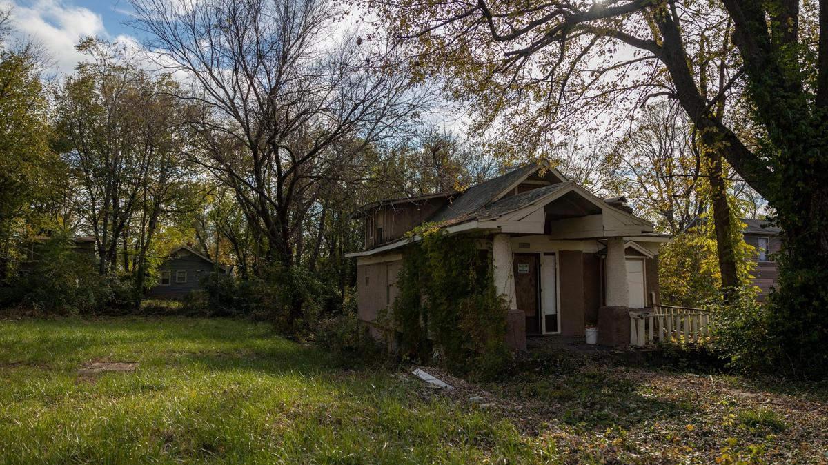 This house at 3807 East 68th St. is among those currently owned by the Land Bank of Kansas City.