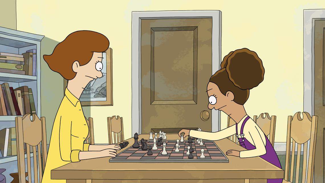 Kansas City’s Jeff Drake wrote the “Central Park” episode “Squirrel, Interrupted,” in which the parents try to show an interest in their kids’ hobbies. Paige (voiced by Kathryn Hahn, left) tries to play chess with daughter Molly (Kristen Bell).