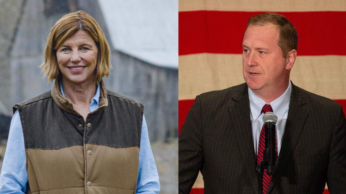 Democrat Trudy Busch Valentine, left, will square off in the general election against Republican Eric Schmitt in the race to represent Missouri in the U.S. Senate.