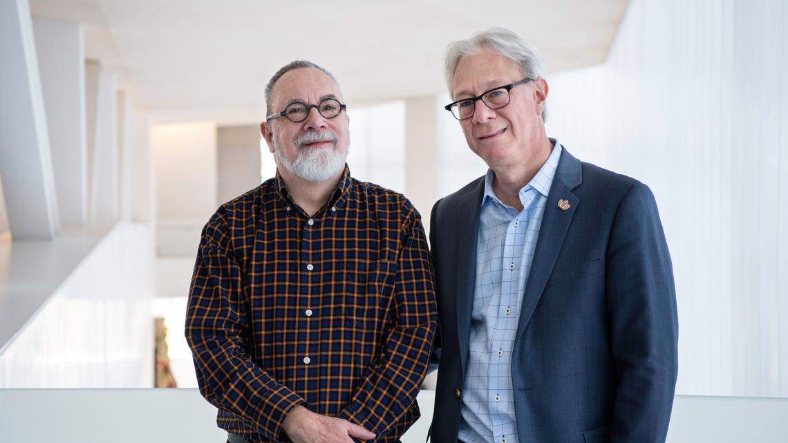 The Nelson-Atkins Museum of Art director, Julian Zugazagoitia and Tivoli Theater founder, Jerry Harrington on September 18, 2019. Nelson-Atkins Media Services photographer / Dana Anderson