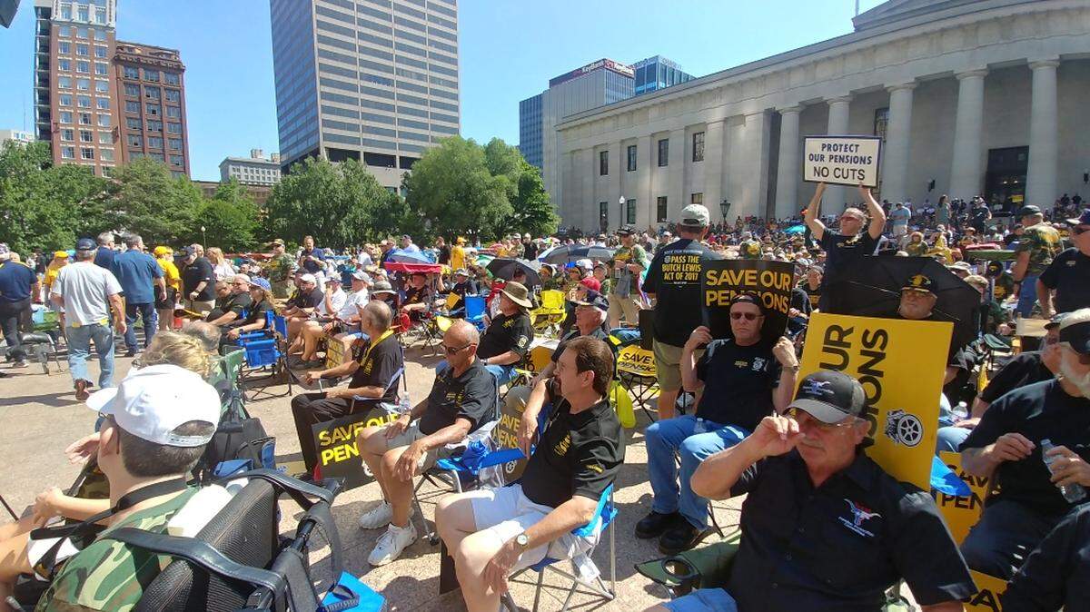 Union members rallied Thursday in Columbus, Ohio, ahead of a hearing Friday by a special congressional committee considering legislation that advocates say would rescue failing pension plans.