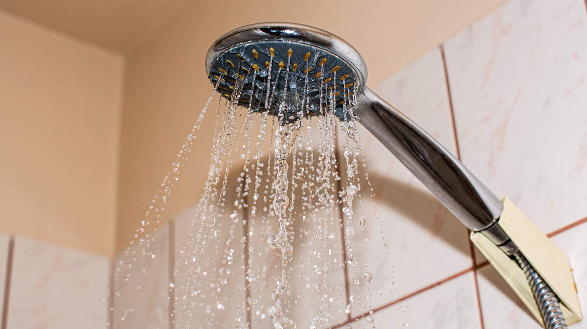A showerhead running.