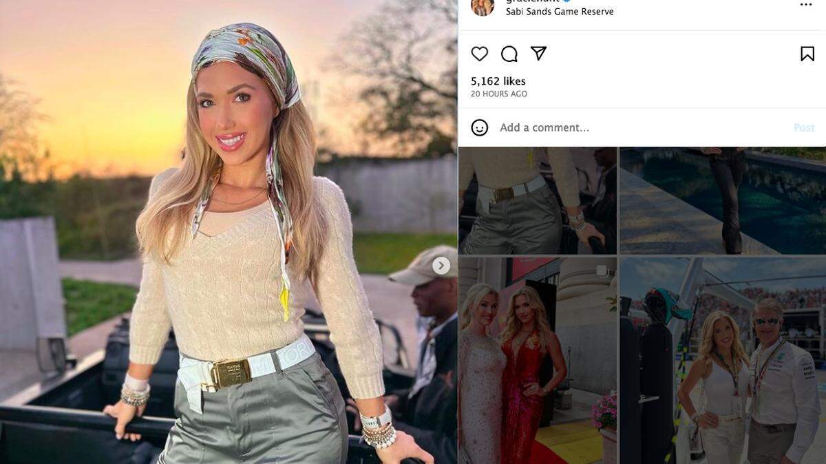 Gracie Hunt, daughter of Kansas City Chiefs owner Clark Hunt, did a bit of posing during the family’s luxury safari in South Africa.