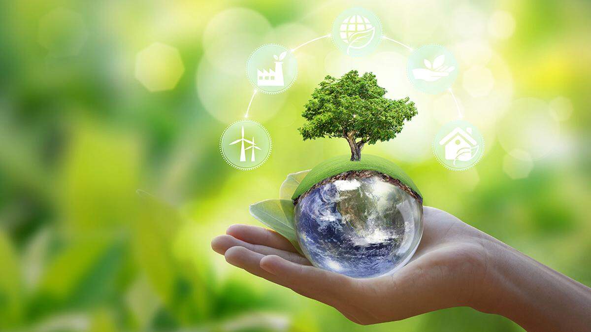 Renewable energy-based green businesses can limit climate change and global warming. Clean and environmentally friendly environment without carbon dioxide emissions.Reduce CO2 emission concept.