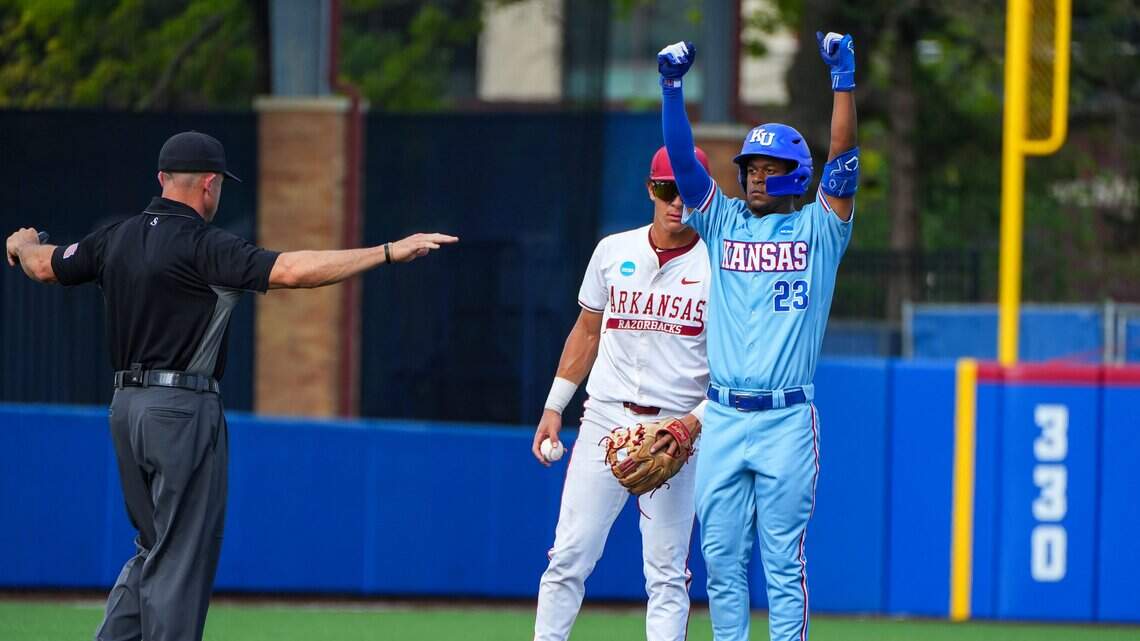 KU baseball’s magical season continues with NCAA Regional final win vs. Arkansas