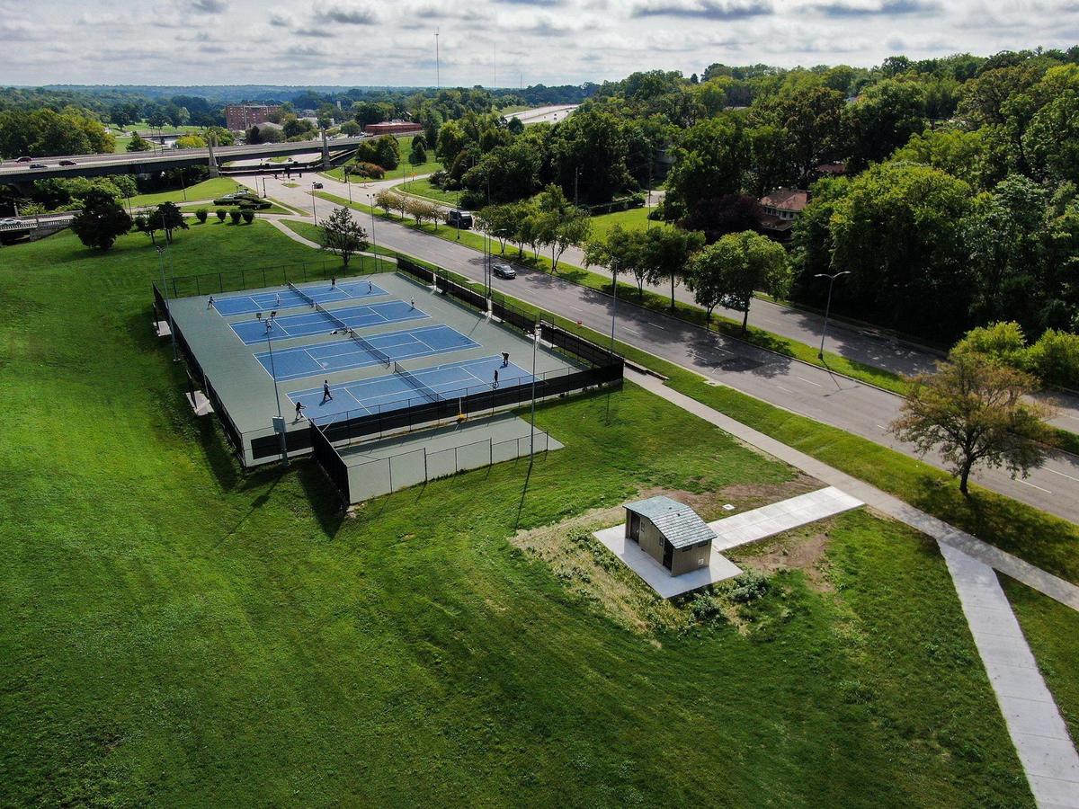 Nice weather Saturday brought out tennis players to Martin Luther King, Jr. Square Park, on Swope Parkway near Woodland Avenue. Thanks to the 15 and the Mahomies Foundation, the park will get a new playground.