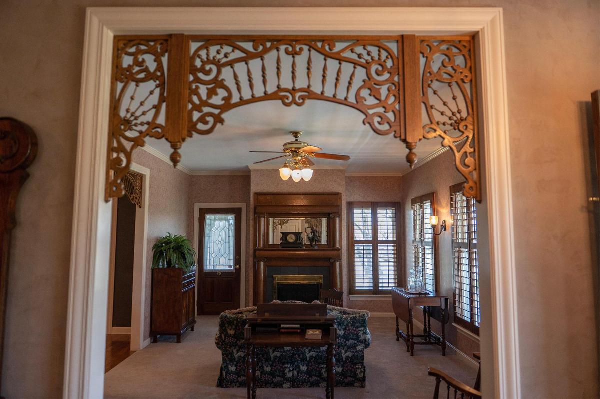 Natural sunlight illuminates a living room at the Victorian-style house in Bonner Springs.
