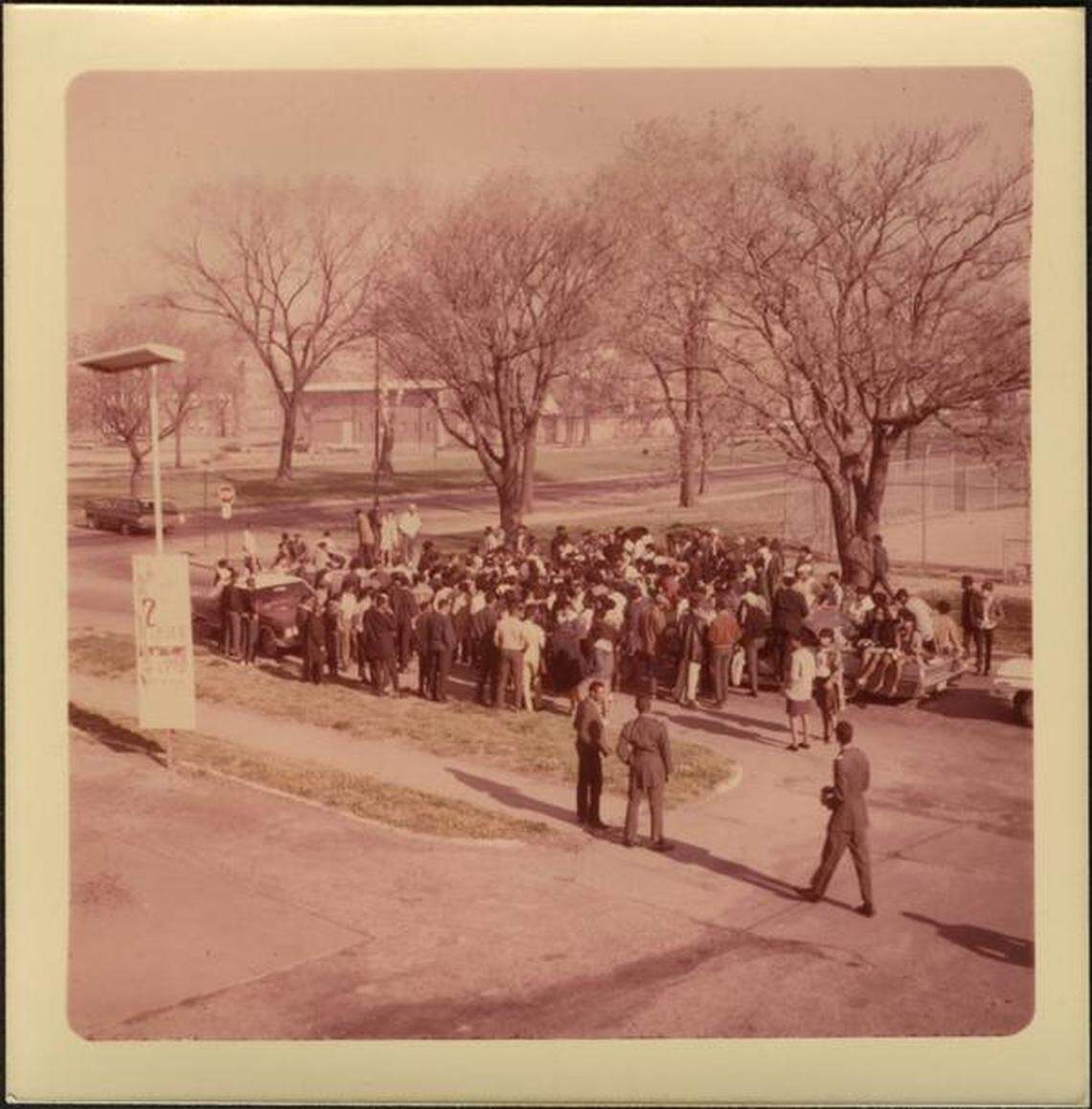 Students marching from Manual High School on April 9. 1968.