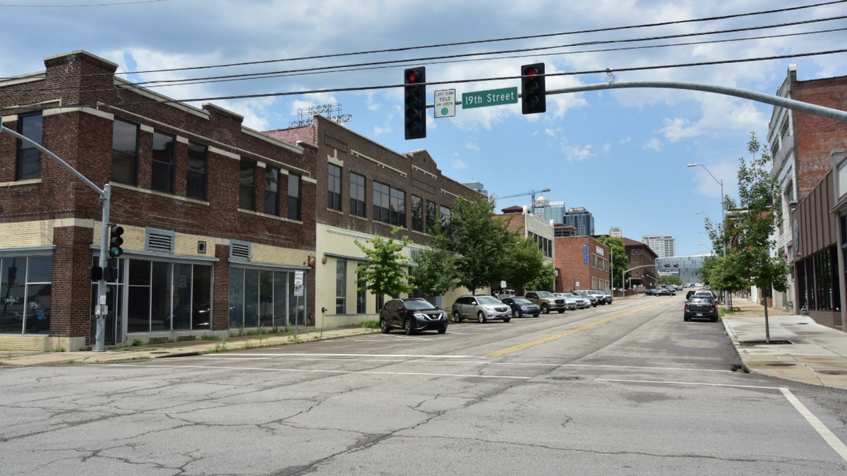 The 1800 block of McGee Street pictured in 2017 as part of a Missouri State Parks historic survey. The structure at 1824-32 McGee Street is now set to be demolished after redevelopment plans fell through.