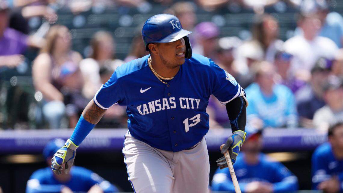 Royals catcher Salvador Perez played the hero in the ninth inning of Sunday’s game against the Colorado Rockies at Coors Field in Denver.