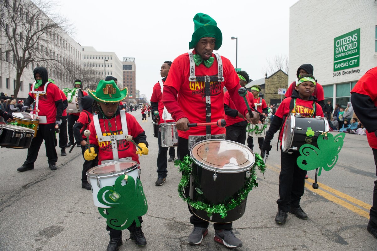Despite temperatures in the 30s, thousands of people showed up at the 46th annual Kansas City St. Patrick's Day Parade. This year the parade included more than 100 entries, including floats, horses and decorated vehicles.