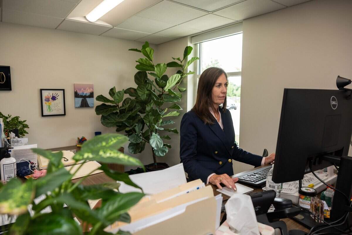 Blue Valley Schools superintendent Dr. Gillian Chapman, in her office on Wednesday, June 24, 2026, in Overland Park. Chapman is spearheading efforts to help build housing for teachers on underused Blue Valley-owned property in Johnson County.