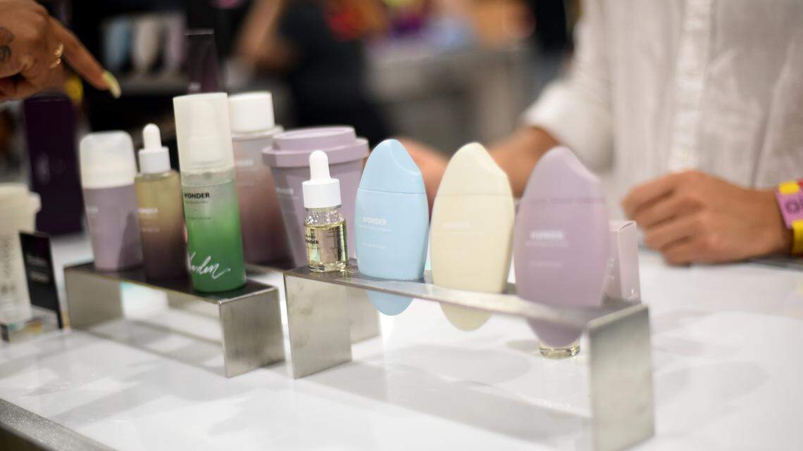 A line-up of skincare products.