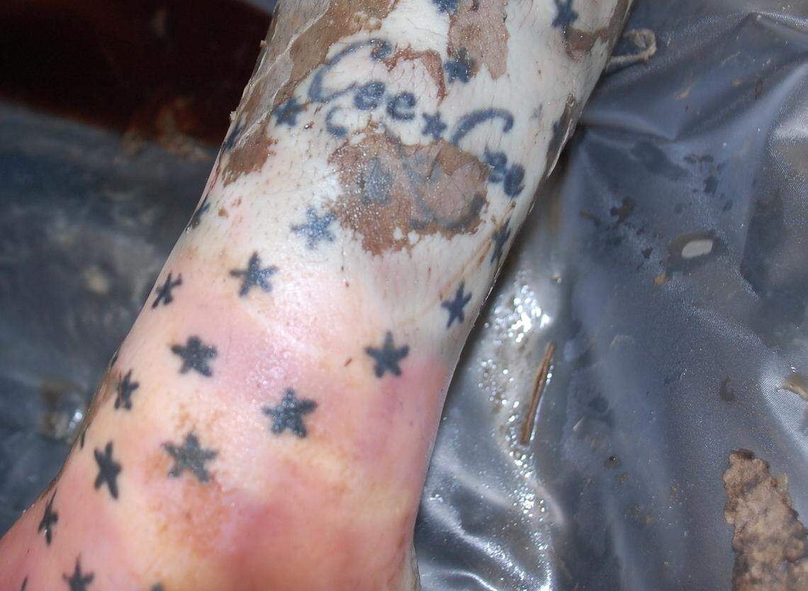 “Cee Cee” tattoo on the person’s left hand/wrist.