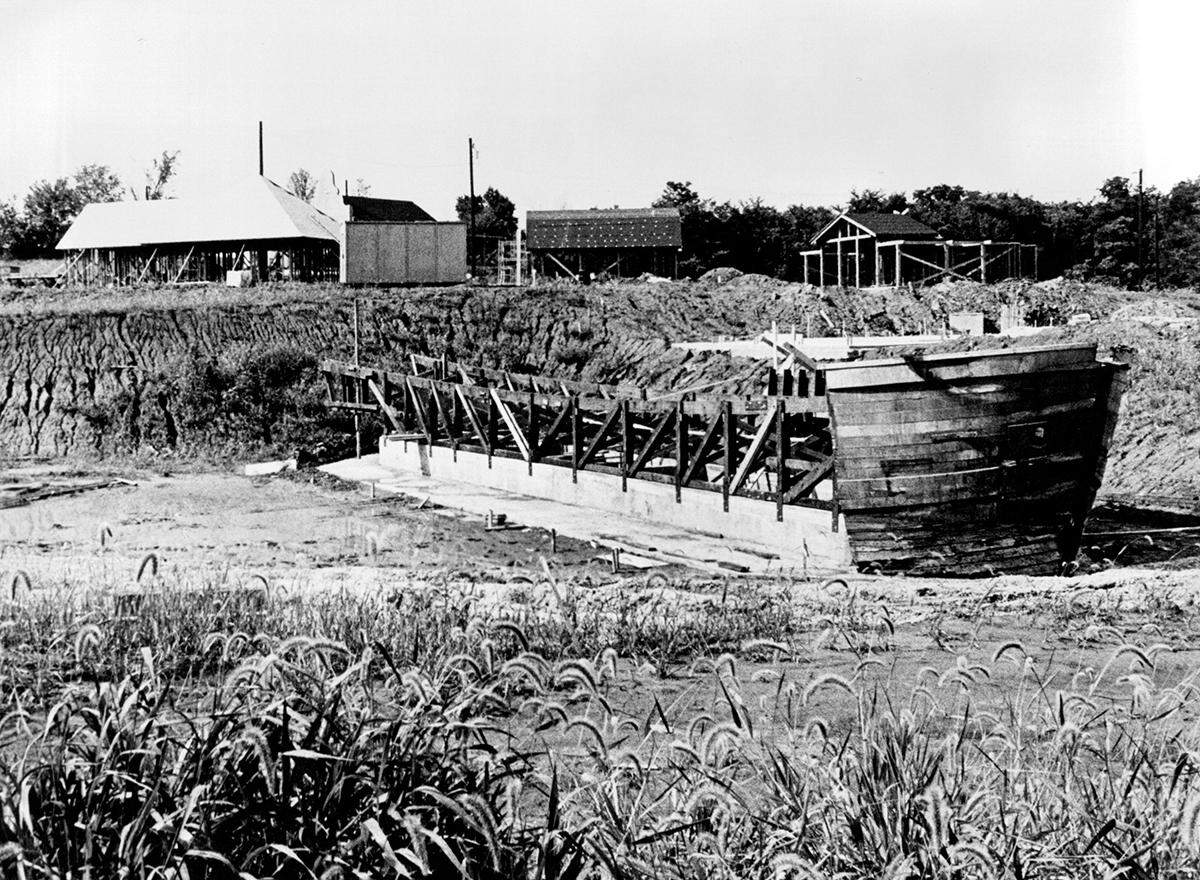 The three-masted schooner “Victrix” was one of three ships moored at the original Worlds of Fun theme park.
