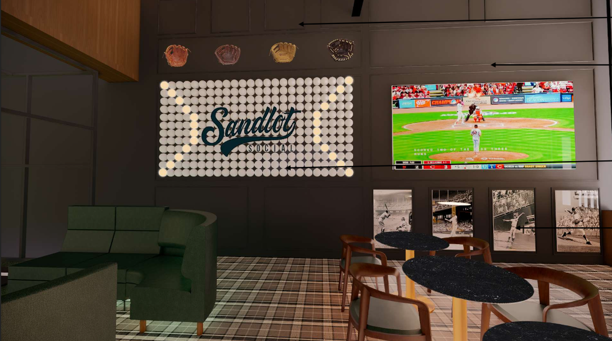 The baseball-themed bar will allow patrons a chance to watch big games or practice their swing.