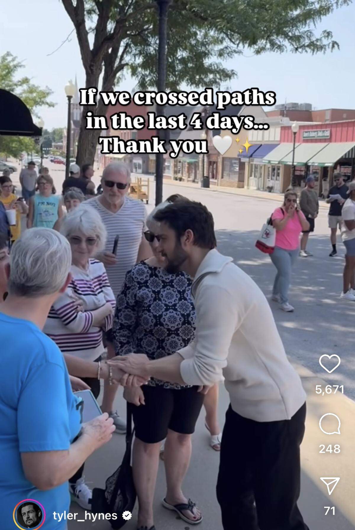 Tyler Hynes, star of the new Hallmark Christmas movie about the Kansas City Chiefs, says he learns new roles by traveling around the cities they are filmed and meeting people.